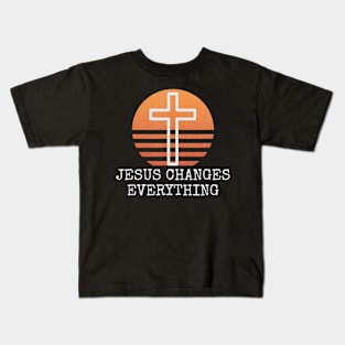 Vintage Jesus Changes Everything Distressed Christian Gift Kids T-Shirt